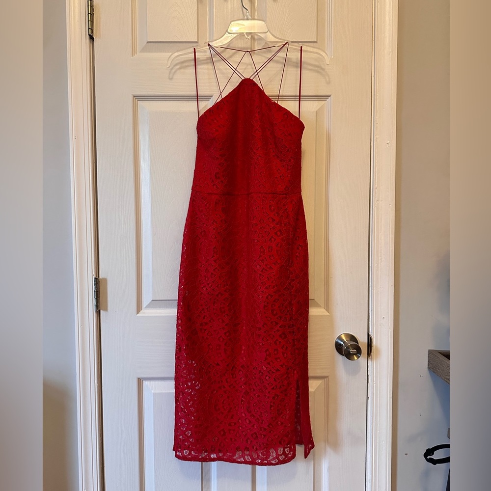 Topshop red lace dress